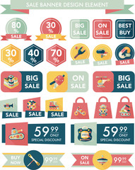 Toy sale banner design flat background set, eps10