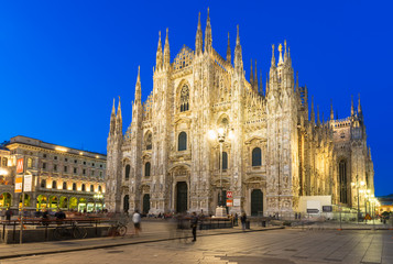 Fototapeta na wymiar Night view of Duomo in Milan, Italy