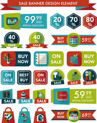 School sale banner design flat background set, eps10