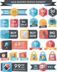 School sale banner design flat background set, eps10