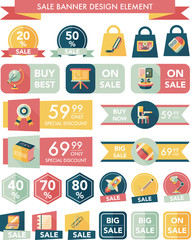 School sale banner design flat background set, eps10