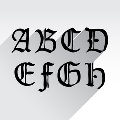 Old gothical handwritten letters, flat design