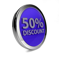 Discount 50 circular icon on white background