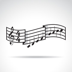Music signature and bars with notes. Illustration