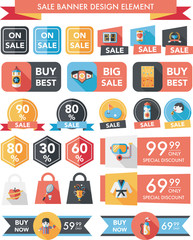 Sport sale banner design flat background set, eps10