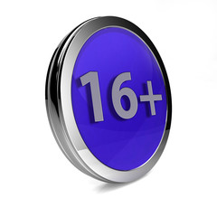 16+ circular icon on white background