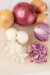 Whole, peeled and diced brown onion