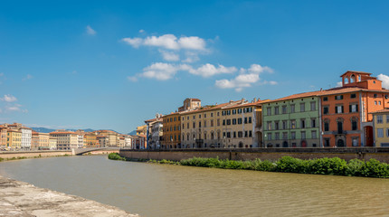 Fototapeta premium View at embankment river Arno in Pisa