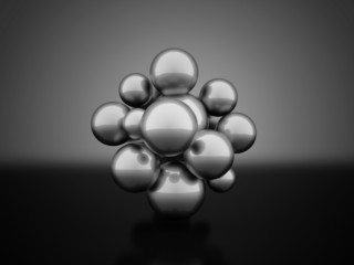 Black and white abstract spheres concept rendered