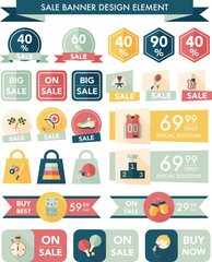 Sport sale banner design flat background set, eps10