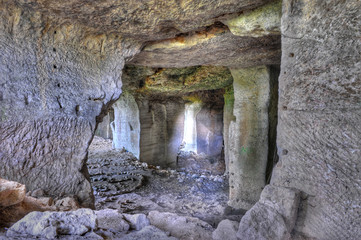 Man made cave interior.