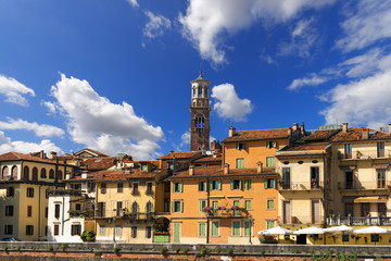 Naklejka premium Houses and Lamberti Tower - Verona Italy