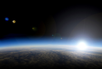Obraz na płótnie Canvas Sunrise over the Earth from space.