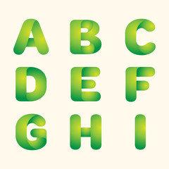 abstract vector green leaves eco font set of letters