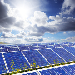 Solar panels with blue sky