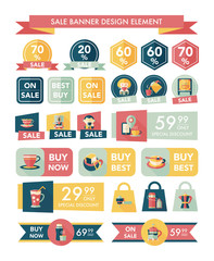 coffee sale banner design flat background set, eps10