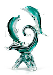 Glass Dolphin Pair