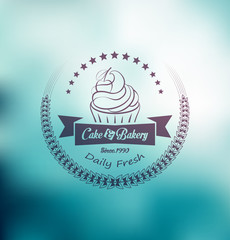 Cupcake food label over blurred background