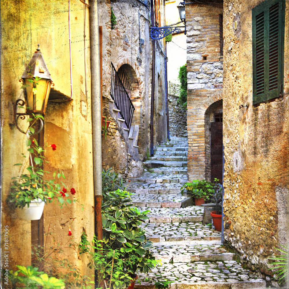 Wall mural charming old streets of mediterranean