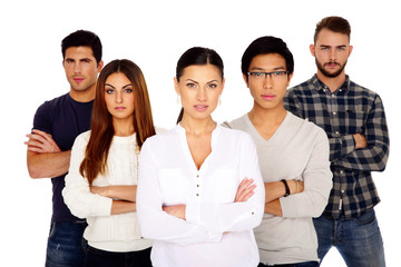 Group of a serious people with arms folded