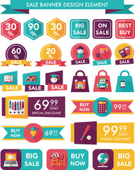 School sale banner design flat background set, eps10