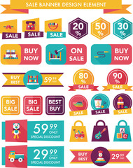 Toy sale banner design flat background set, eps10