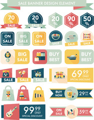 Toy sale banner design flat background set, eps10