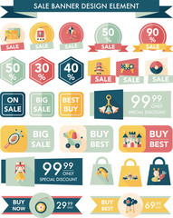 Toy sale banner design flat background set, eps10