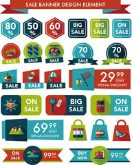 Travel sale banner design flat background set, eps10
