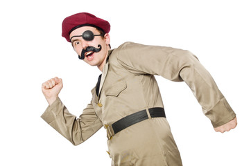 Funny soldier in military concept
