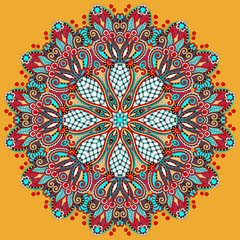 Circle lace ornament, round ornamental geometric doily pattern