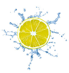 Fototapeta na wymiar lemon fruit water splash drop food liquid