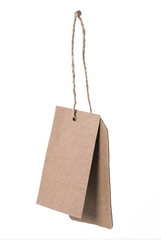 Brown blank price tag isolated on white background