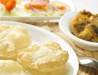 Yummy puri with potato dum curry