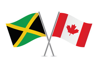 Canadian and Jamaican flags. Vector illustration.