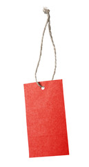 Red blank price tag isolated on white background