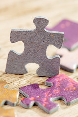 Closeup of Jigsaw Puzzle Piece