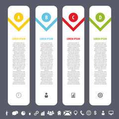 Colorful clean banners template with icons. Infographics vector