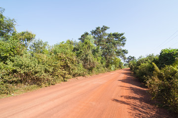 Fototapeta na wymiar Dirt road in the countryside of Thailand