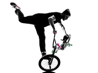man bmx acrobatic figure silhouette