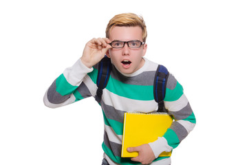 Young student isolated on the white background