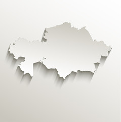 Kazakhstan map card paper 3D natural vector