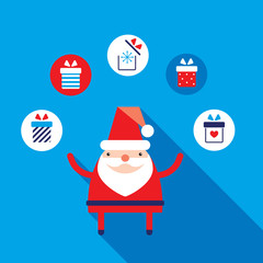 Santa Claus and gift box icon set. Christmas, ew Year