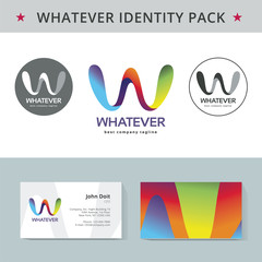 Abstract letter W identity pack vector concept. Logo, vizit