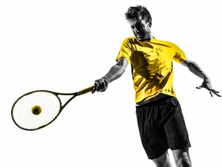 Zelfklevend Fotobehang man tennis player portrait silhouette © snaptitude