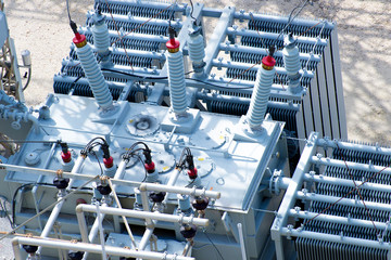 electrical power substation, transformers, insulators