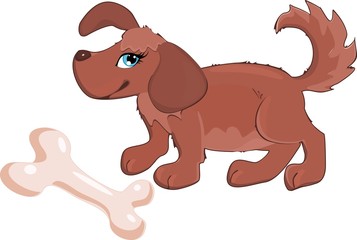 Obraz premium Cute dog and drupel