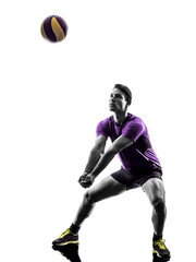 volley ball player man silhouette white background