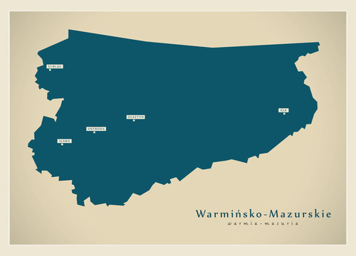 Fototapeta Modern Map - Warminsko-Mazurskie PL