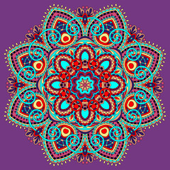 Circle lace ornament, round ornamental geometric doily pattern